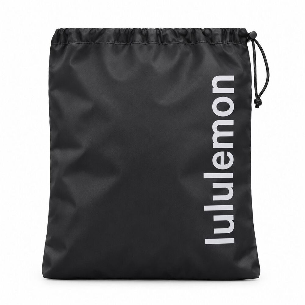 Lululemon Black Drawstring Storage Bag Shoe Gym Travel Pouch New
